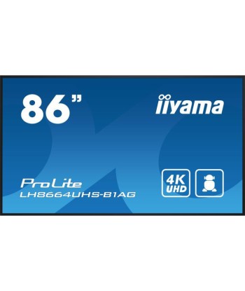 iiyama LH8664UHS-B1AG affichage de messages Carte A numÃ©rique 2,18 m (86") LED Wifi 500 cd/mÂ² 4K Ultra HD Noir IntÃ©grÃ© dans le processeur Android 11 24/7 pas cheres