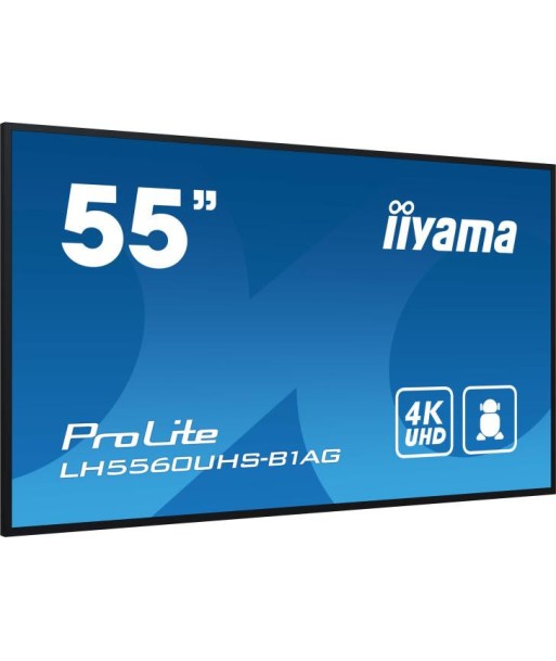 iiyama LH5560UHS-B1AG affichage de messages Carte A numÃ©rique 139,7 cm (55") LED Wifi 500 cd/mÂ² 4K Ultra HD Noir IntÃ©grÃ© dans le processeur Android 11 24/7 est présent 