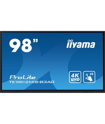 iiyama TE9812MIS-B3AG affichage de messages En forme de kiosk 2,49 m (98") LCD Wifi 400 cd/mÂ² 4K Ultra HD Noir Ã‰cran tactile IntÃ©grÃ© dans le processeur Android 11 24/7 Pour