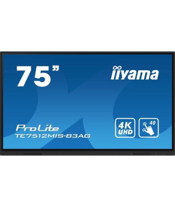 iiyama TE7512MIS-B3AG affichage de messages En forme de kiosk 190,5 cm (75") LCD Wifi 400 cd/mÂ² 4K Ultra HD Noir Ã‰cran tactile IntÃ©grÃ© dans le processeur Android 11 24/7 à prix réduit toute l'année