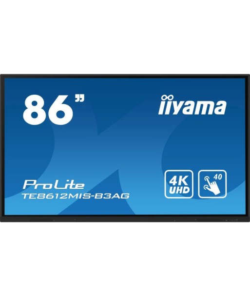 iiyama TE8612MIS-B3AG affichage de messages En forme de kiosk 2,18 m (86") LCD Wifi 400 cd/mÂ² 4K Ultra HD Noir Ã‰cran tactile IntÃ©grÃ© dans le processeur Android 11 24/7 ouvre sa boutique