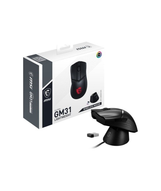 MSI CLUTCH GM31 LIGHTWEIGHT WIRELESS souris Jouer Droitier RF sans fil Optique 12000 DPI destockage