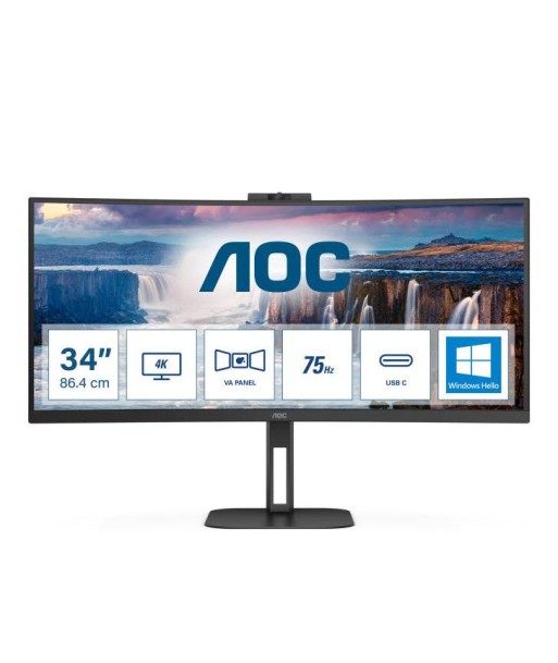 AOC V5 CU34V5CW/BK LED display 86,4 cm (34") 3440 x 1440 pixels Wide Quad HD Noir Par le système avancé 